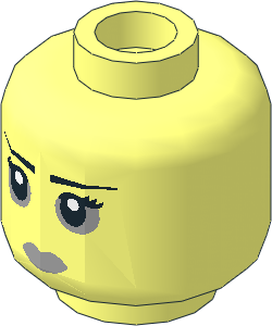 Minifig Head Female with Black Thin Straight Eyebrows and Light Bluish Grey Lips and Eyeshadow Pattern