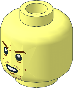 Minifig Head with Reddish Brown Eyebrows, Dark Orange Spots and Medium Nougat Goatee Stubbles Pattern