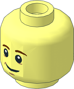 Minifig Head with Brown Eyebrows, White Pupils, Chin Dimple, Smile / Scared Open Mouth 2-Sided Pattern