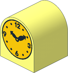 Duplo Brick  2 x  2 x  2 Curved Top with Clock Hands 10:10 Pattern