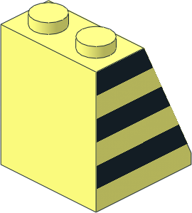 Slope Brick 65  2 x  2 x  2 without Centre Tube with Black Stripes Back and Left Sticker