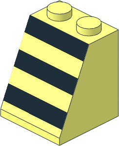 Slope Brick 65  2 x  2 x  2 without Centre Tube with Black Stripes Back Sticker