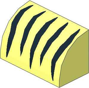 Brick  1 x  2 with Curved Top with Black Tiger Stripes Pattern