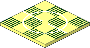 Tile  6 x  6 with Groove and Underside Studs with Dark Green and White Lines and White Circle Pattern