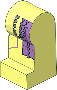 Minifig Leg Left with SW Medium Lavender Cloth and Metallic Silver Beads Pattern