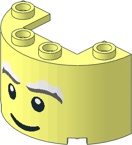 Cylinder Half  2 x  4 x  2 with  1 x  2 Cutout with Smile and Grey/White Bushy Eyebrows Face Pattern