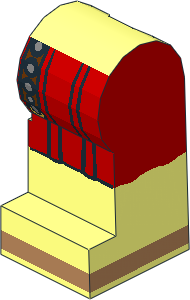 Minifig Leg Left with Red Roman Tunic and Belt Pattern
