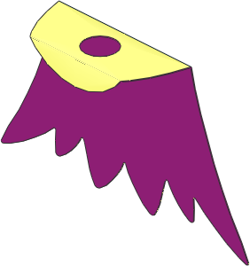 Minifig Cape Cloth Scalloped  6 Points with Inside Magenta Pattern (Formed)