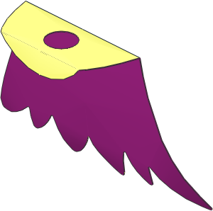 Minifig Cape Cloth Scalloped 6 Points with Inside Magenta Pattern (Formed Shape 2)