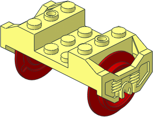 Train Wheel Bogie With Pin Slots with Wheelset Red
