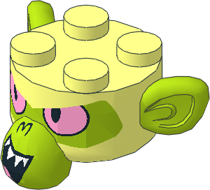 Minifig Head with Exaggerated Chimpanzee Features with Mojo Jojo Pattern (Needs Work)