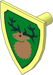 Minifig Shield Triangular with Deer Head and Black Outline Pattern