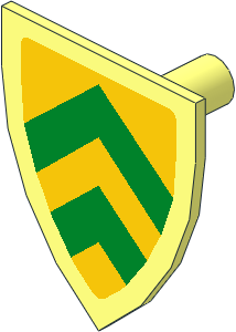 Minifig Shield Triangular with Green Chevrons on Yellow Background Pattern