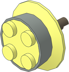 Train Wheel 4 Studs with Conical Rim with Stub Axle and Light Grey Tyre