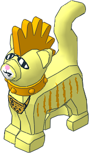 Animal Cat Standing with Bright Light Orange Spiky Mohawk, Collar and Stripes, Sunglasses and Gold Pouch Pattern