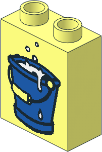 Duplo Brick  1 x  2 x  2 with Blue Bucket of Water Pattern