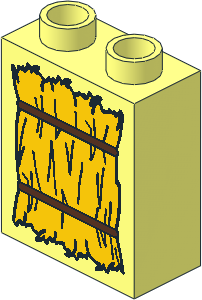 Duplo Brick  1 x  2 x  2 with Bundle of Straw Pattern