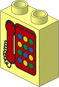 Duplo Brick  1 x  2 x  2 with Red Telephone with Round Buttons Pattern