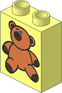Duplo Brick  1 x  2 x  2 with Fabuland Brown Teddy Bear Pattern