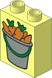 Duplo Brick  1 x  2 x  2 with Bucket of Carrots Pattern
