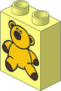 Duplo Brick  1 x  2 x  2 with Yellow Teddy Bear Pattern