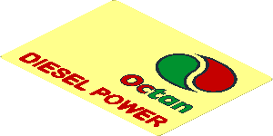 Sticker  2.6 x  3.6 with Octan Logo and Text and Red "DIESEL POWER" - Right Aligned