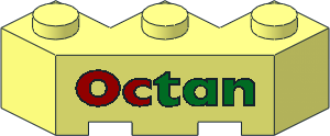 Brick  3 x  3 Facet with Red and Green "Octan" Logo with Black Outline