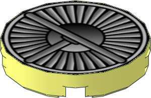 Tile  2 x  2 Round with Metallic Silver Dense Fan Pattern