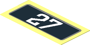 Sticker  0.9 x  1.9 with White "27" on Black Background with Silver Outline