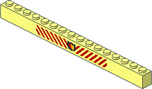 Brick  1 x 16 with Fire Logo Badge and Red Diagonal Stripes Pattern