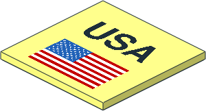 Tile  6 x  6 with Groove and Underside Studs with "USA" and US Flag Pattern