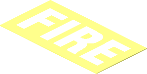 Sticker  1.1 x  2.1 with White "FIRE" on Transparent Background