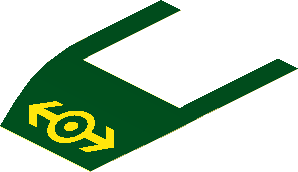 Sticker  3.9 x  2.9 with Yellow Lego Train Logo (BNSF) on Dark Green Background (Formed)