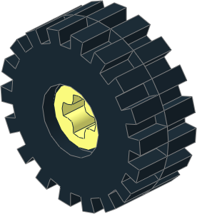Technic Bush  1/2 Type 1 with Black Tyre  8/ 75 x  8 Offset Tread