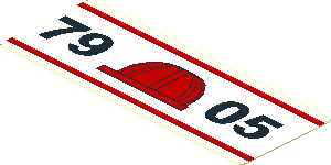 Sticker  1.1 x  3.0 with Red Construction Helmet and Black "7905"