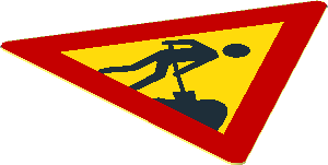 Sticker  1.5 x  1.7 Triangular with Worker and  1 Pile Pattern