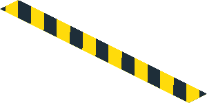 Sticker  0.7 x  7.8 with Black and Yellow Danger Stripes Leaning Left