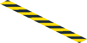 Sticker  0.7 x  7.8 with Black and Yellow Danger Stripes Leaning Right