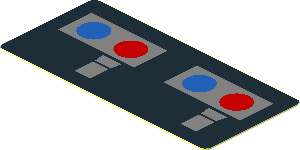 Sticker  0.8 x  1.8 with Silver Controls and Blue and Red Dots