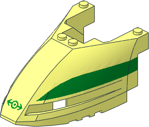 Train Front  6 x 10 x  3.667 Triple Curved Wedge with Green Train Logo and Stripe on Side Pattern