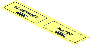 Sticker  0.8 x  3 with Black Frame and Black and White Grip with "ELECTRICS" and "WATER"