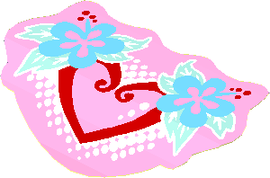 Sticker  2.8 x  4.6 with Heart and Flowers (Formed)