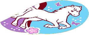 Sticker  5.1 x  3.6 with White Horse, Flower and Butterflies - Right
