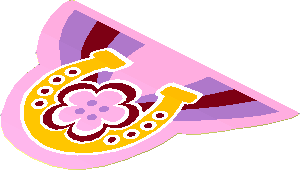 Sticker  2.6 x  3.8 with Horseshoe and Flower (Formed)