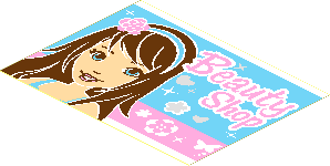 Sticker  2.9 x  3.9 with Girl and "Beauty Shop"