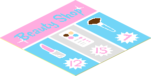 Sticker  1.9 x  1.9 with Beauty Shop Cashier Display