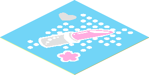 Sticker  1.9 x  1.9 with Heart, Lipstick and Flower