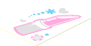 Sticker  2.9 x  1.9 with Heart, Lipstick and Flower