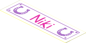 Sticker  0.9 x  2.9 with Two Horseshoes and "Niki"
