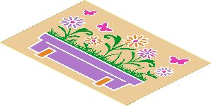 Sticker  3.1 x  4.6 with Flower Box and Butterflies - Right